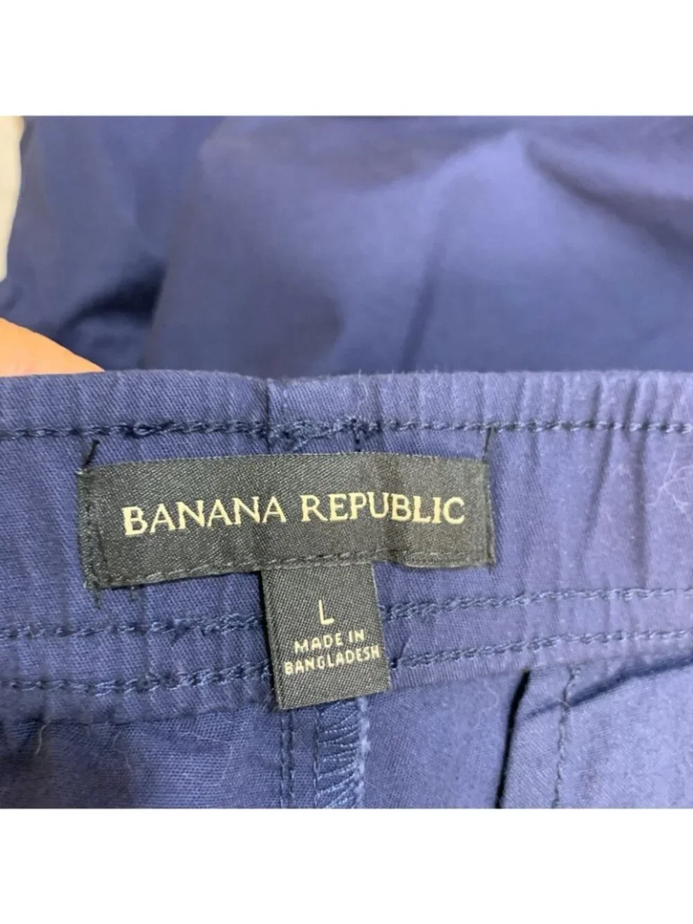 NWT Banana Republic Men's L Blue Pull-On Chino Shorts  Cotton Blend Casual